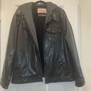 Levi's Black Jacket with Gray Hood